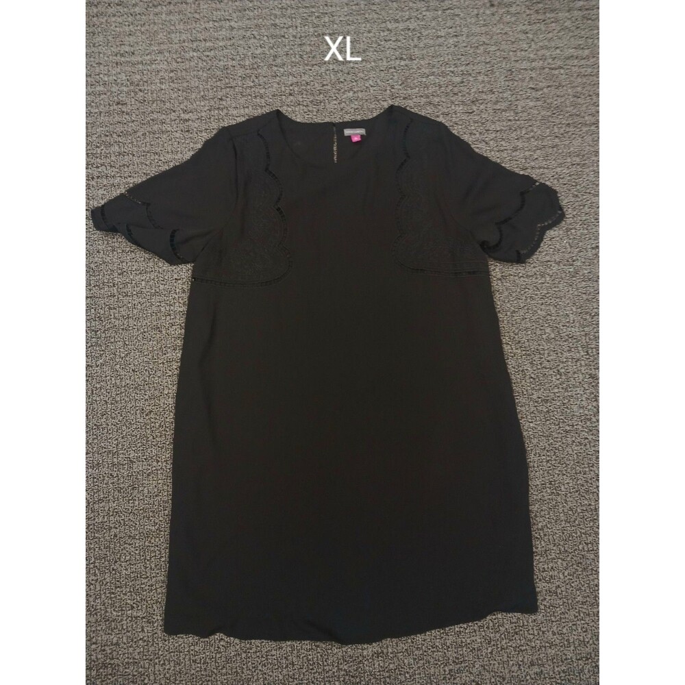 Vince Camuto Black Eyelet Shift Dress
